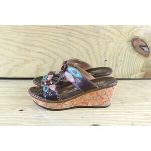 Spring Step Sandals Bonita 40 Womens 9.5 Jeweled Brown Blue Pink Wedge